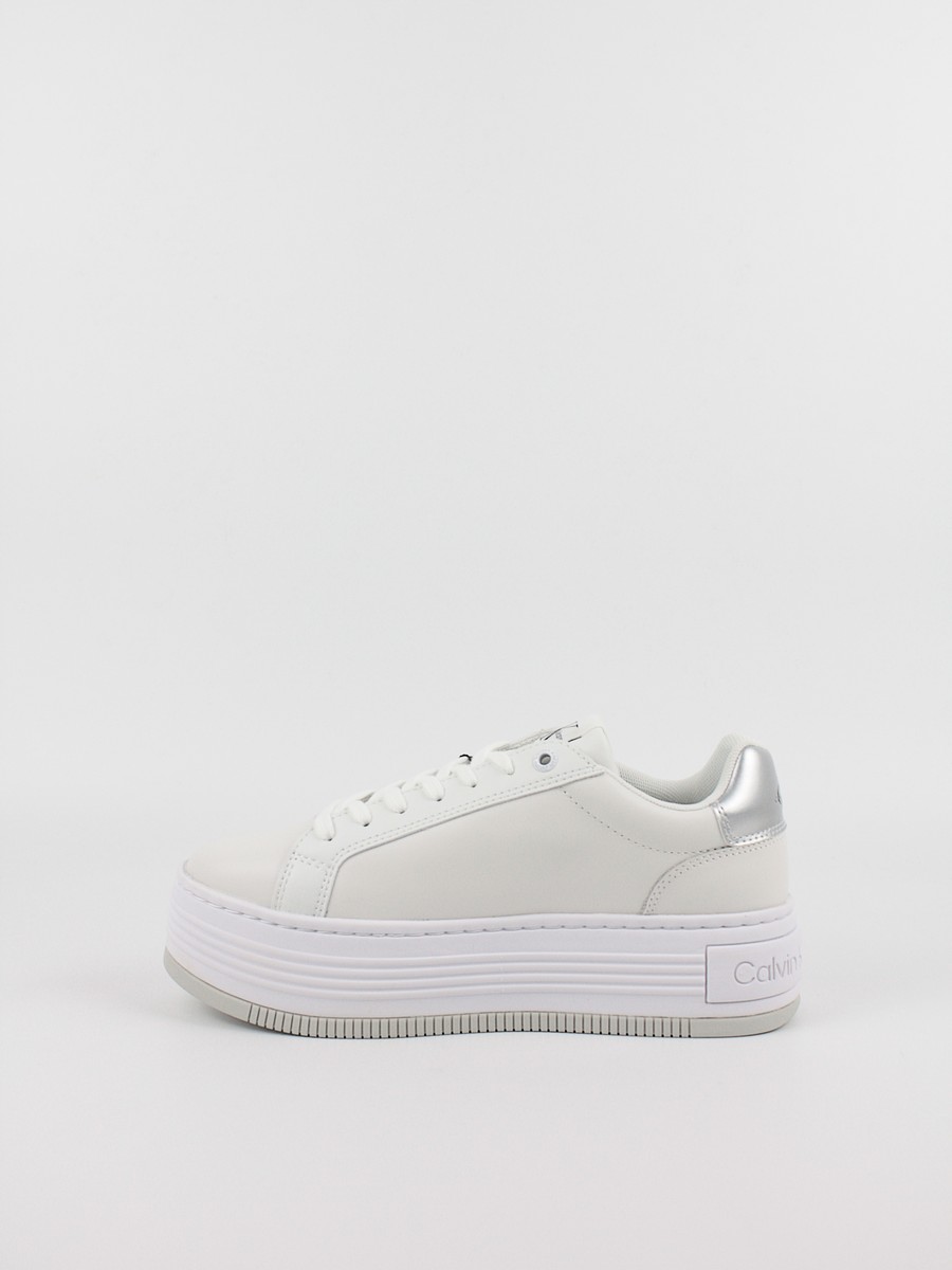 Γυναικεία Sneaker Calvin KLein Bold Flat Low Lace Lth Ml Mtl YW0YW01516-0K9 Ασπρο
