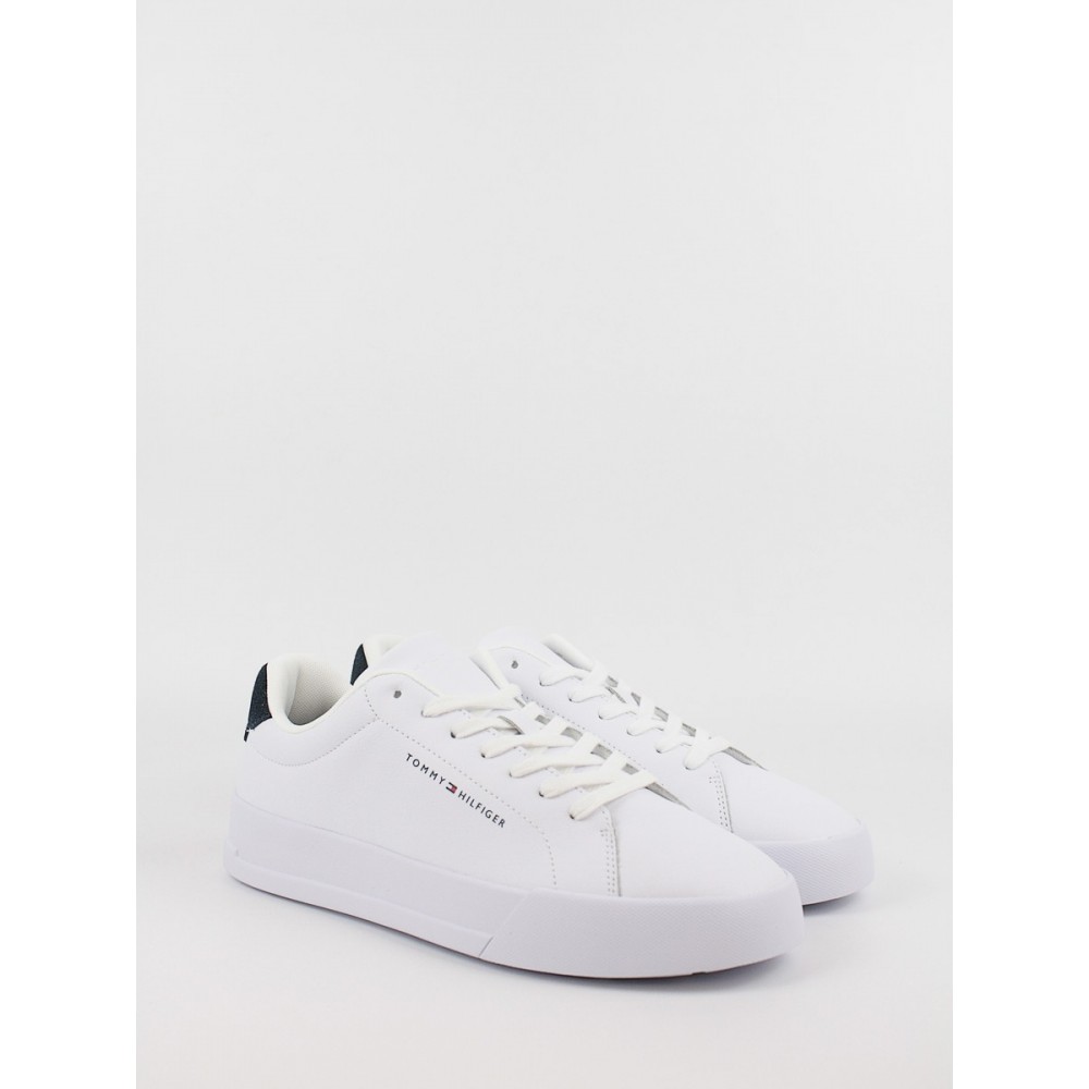 Men Sneaker Tommy Hilfiger Th Court Leather Grain Ess FM0FM05297-0LE White Men Sneaker Tommy Hilfiger Th Court Leather Grain Ess FM0FM05297-0LE White