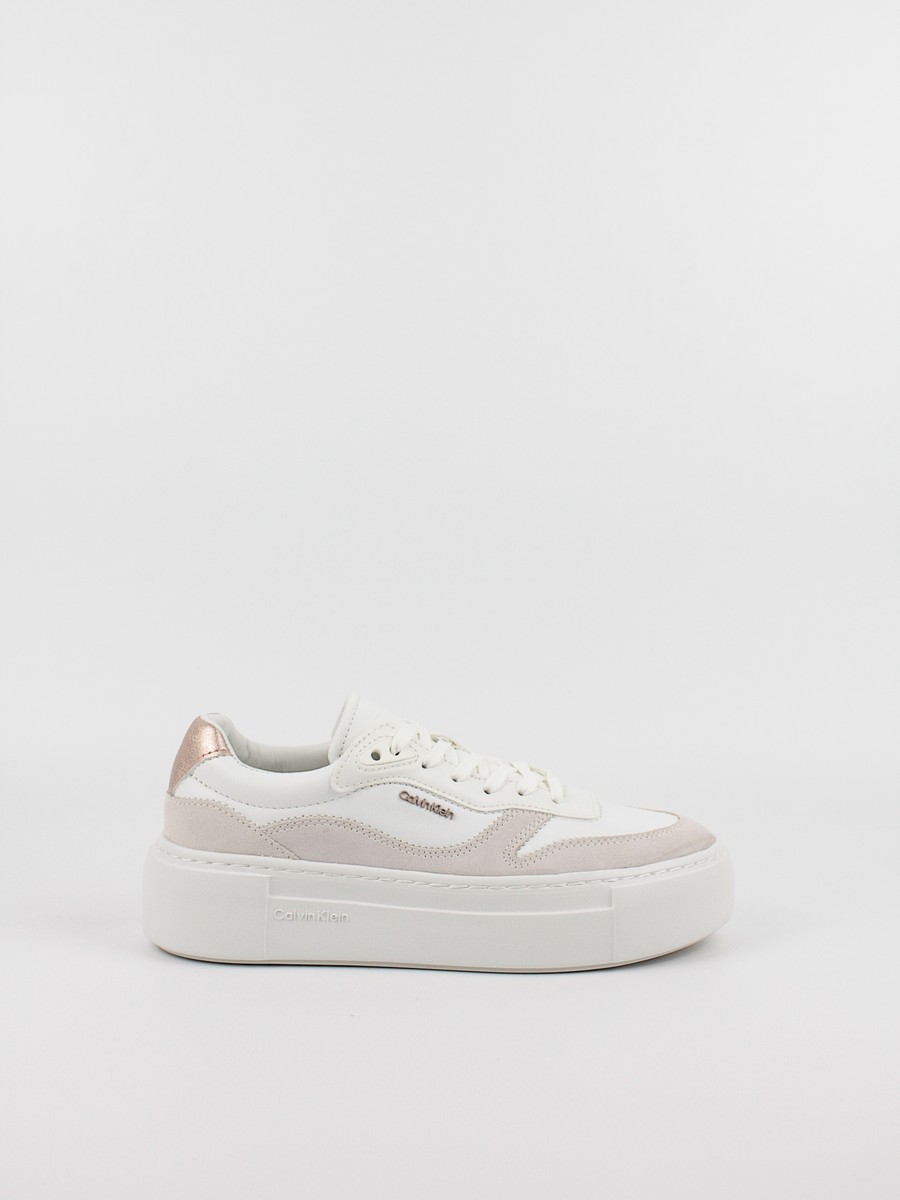Γυναικεία Sneaker Calvin KLein FF Cupsole Lace Up W/ML Mix M HW0HW02125-0K6 Ασπρο