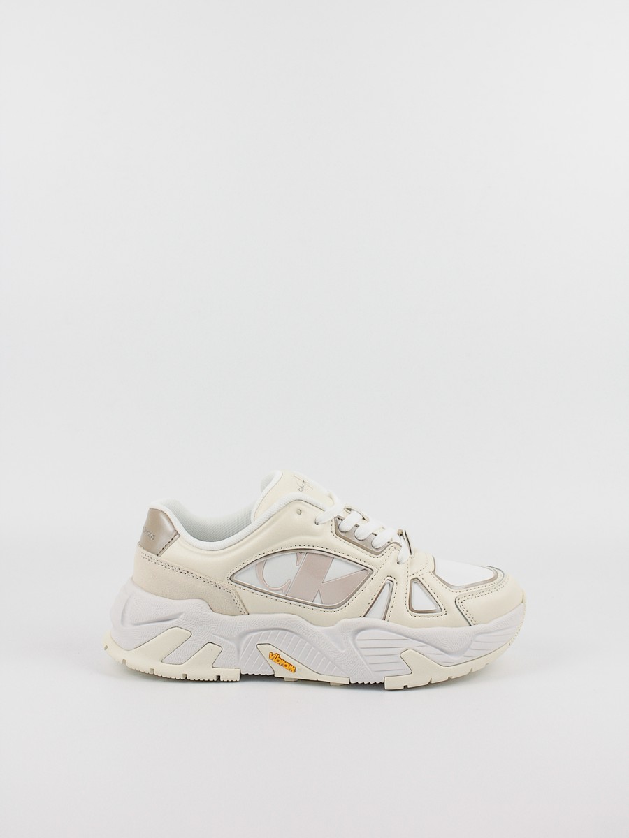 Γυναικεία Sneaker Calvin KLein Chunky Runner Vibram Mix Nbs Mtr YW0YW01483-0LC Μπεζ Ασπρο