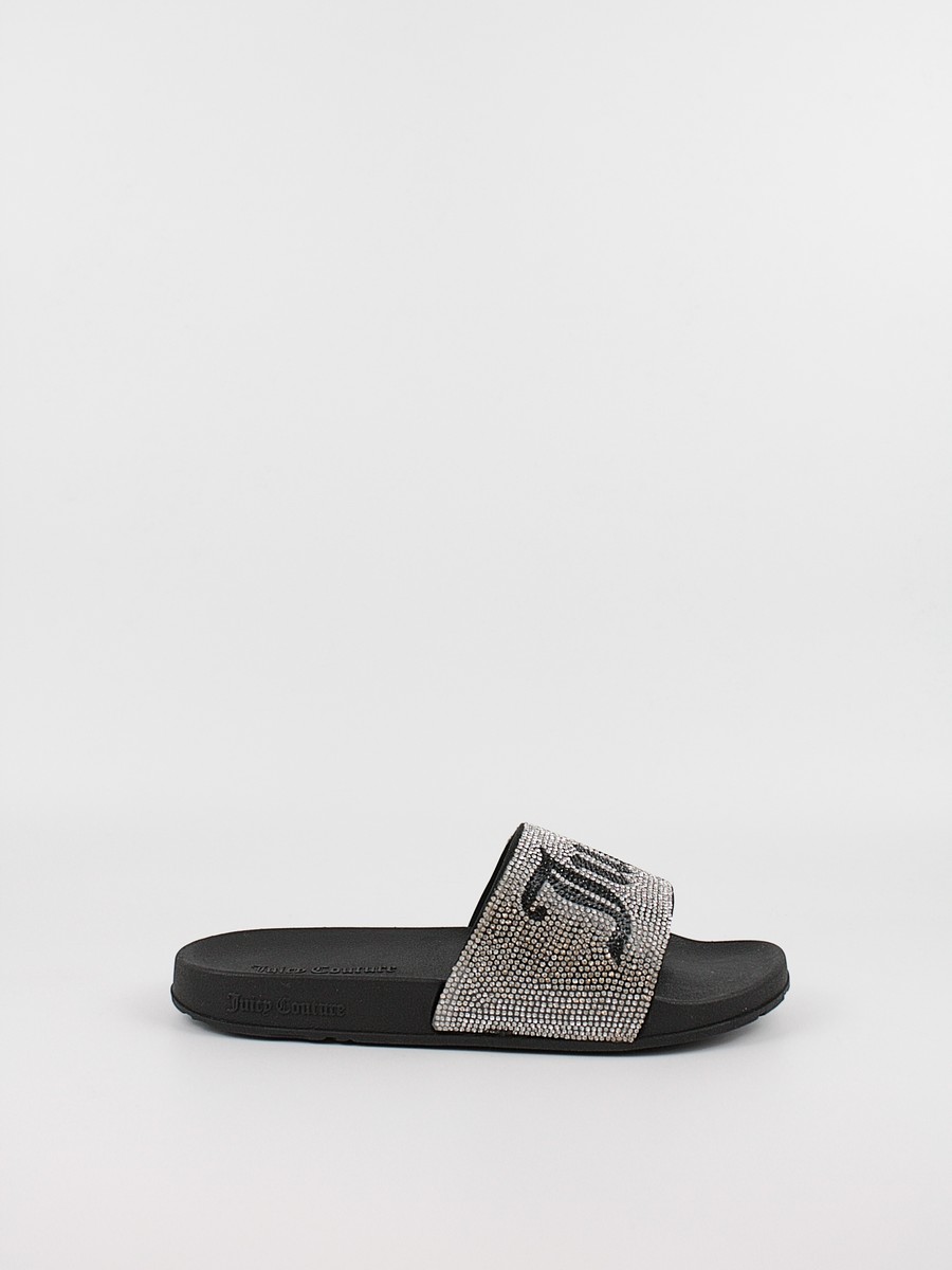 Women Slider Juicy Couture JCFSYL222054-101 Diamante Branded Slider Black