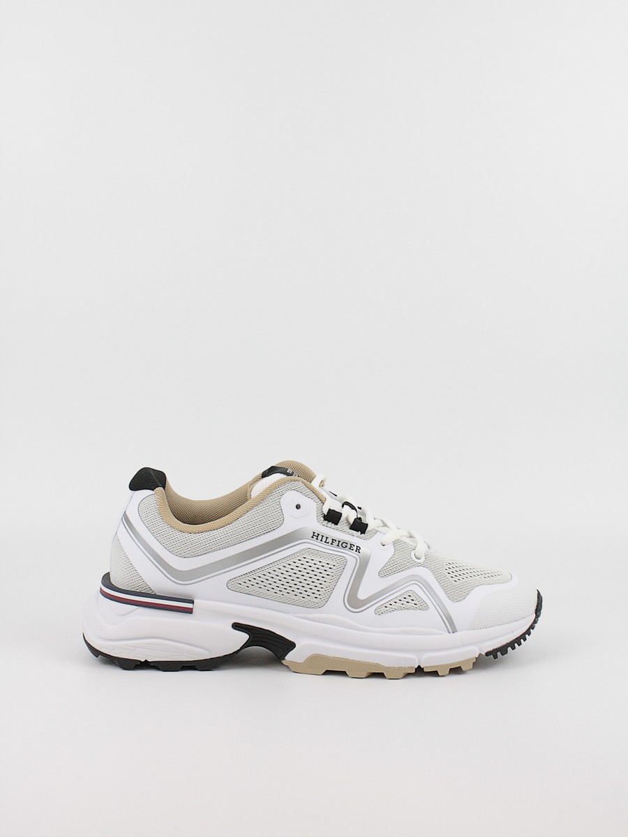 Ανδρικά Sneaker Tommy Hilfiger M Runner Tech Knit FM0FM05109-YBS Ασπρο