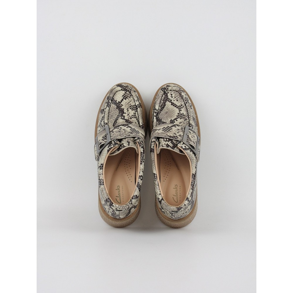 Women Moc Clarks Linoso Monk26178680 Grey Snake