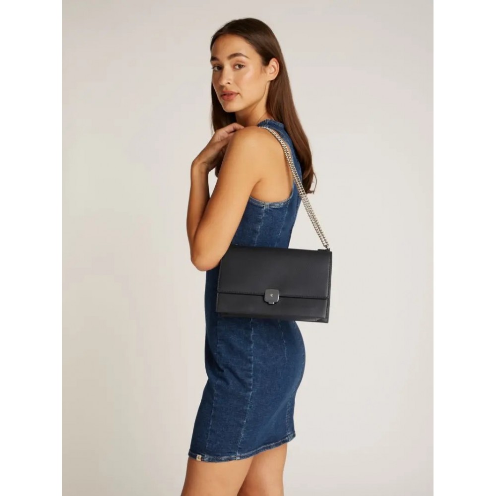 Women's Bag Calvin Klein Forged Lock Flap Bag K60K612709-BEH Black