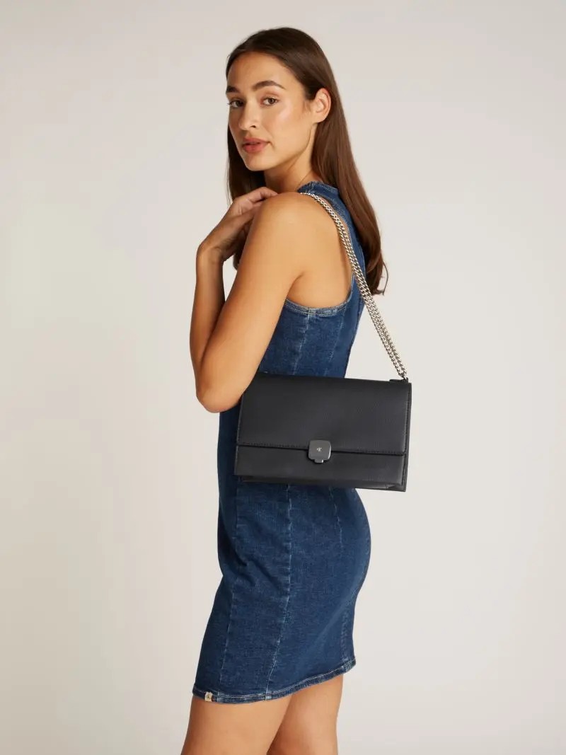 Women's Bag Calvin Klein Forged Lock Flap Bag K60K612709-BEH Black