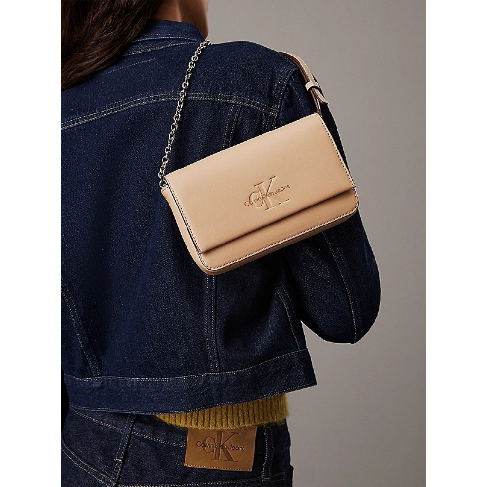 Women's Bag Calvin Klein Sculpted Ew Flap Phone Cb Mono K60K612375-PBF Biege