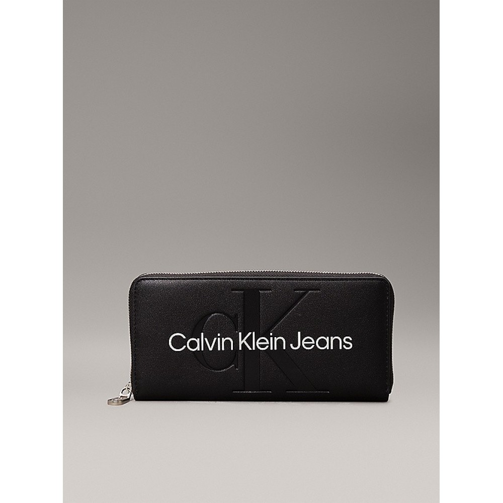 Women Wallet Calvin Klein Sculpted Zip Around Mono K60K607634-01R Black