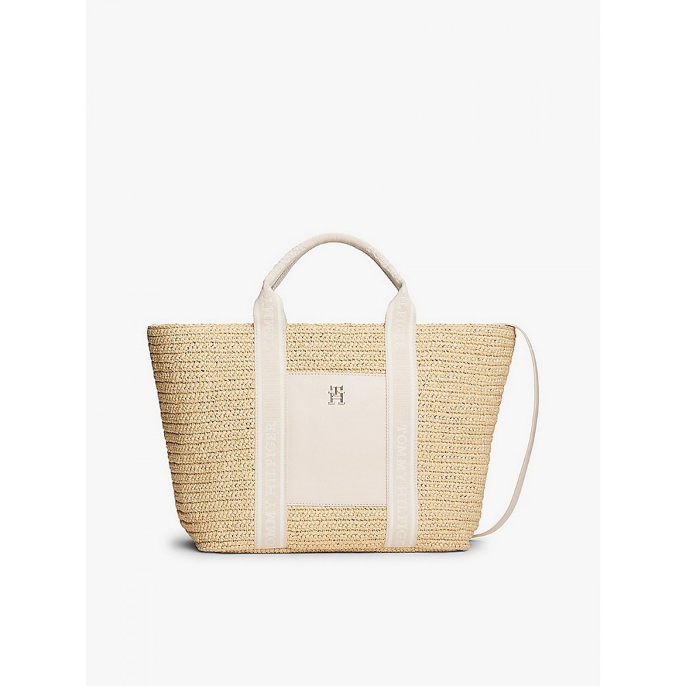 Γυναικεία Τσάντα Tommy Hilfiger Th Spring Logo Tote AW0AW17196-AA8 Μπεζ