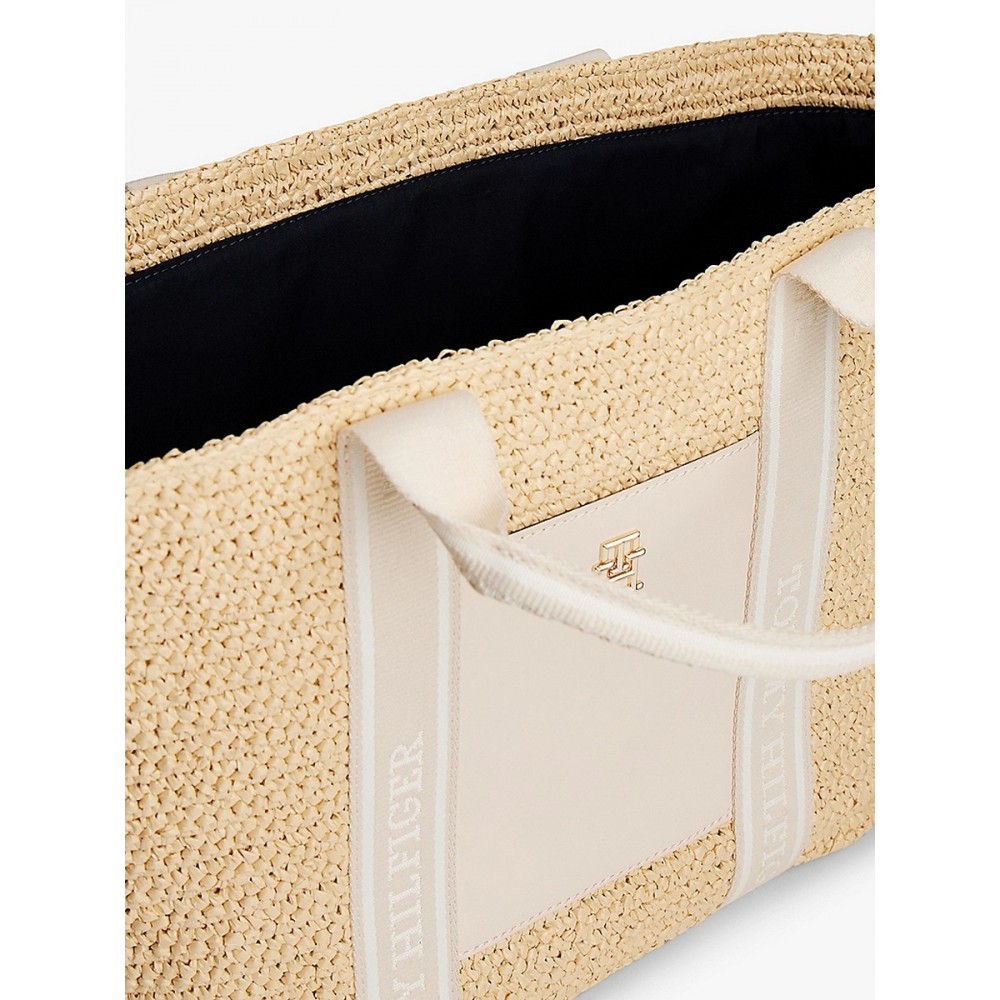Γυναικεία Τσάντα Tommy Hilfiger Th Spring Logo Tote AW0AW17196-AA8 Μπεζ