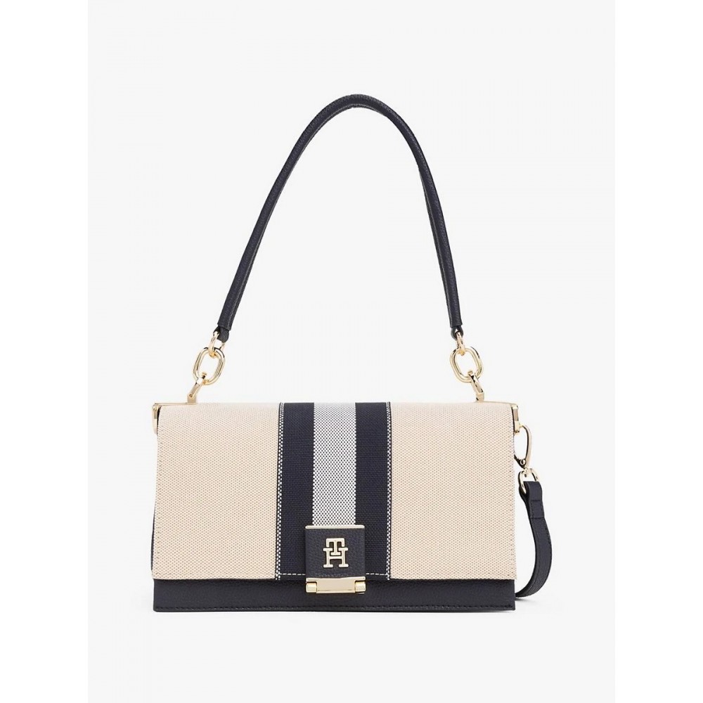 Γυναικεία Τσάντα Tommy Hilfiger Th Her Med Crossover Canvas Str AW0AW17404-DW6 Μπλε