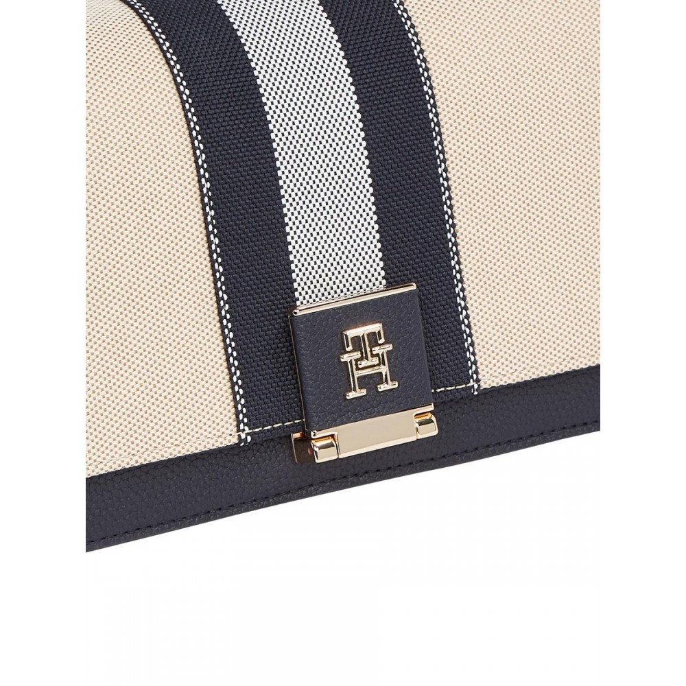 Γυναικεία Τσάντα Tommy Hilfiger Th Her Med Crossover Canvas Str AW0AW17404-DW6 Μπλε