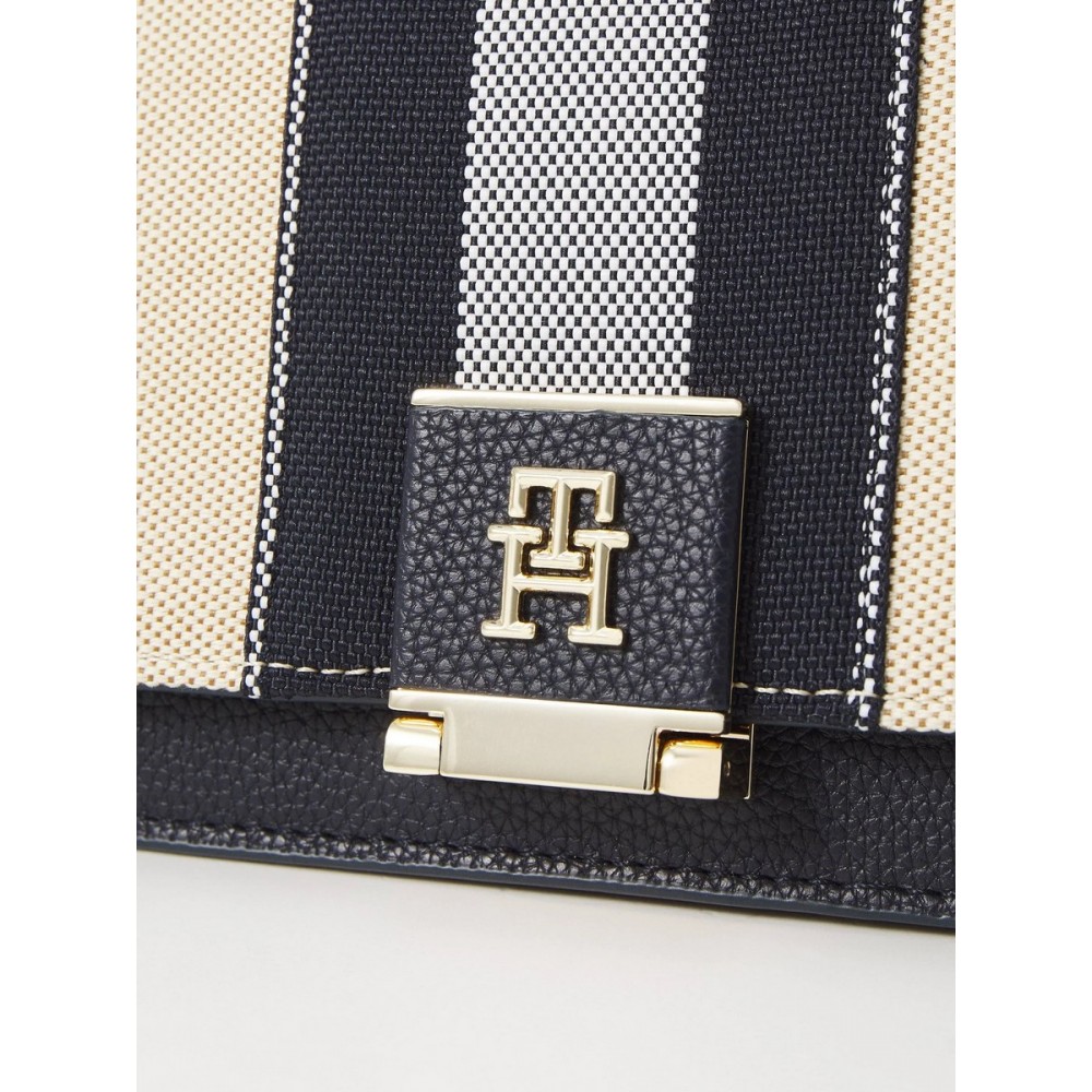 Γυναικεία Τσάντα Tommy Hilfiger Th Her Med Crossover Canvas Str AW0AW17404-DW6 Μπλε