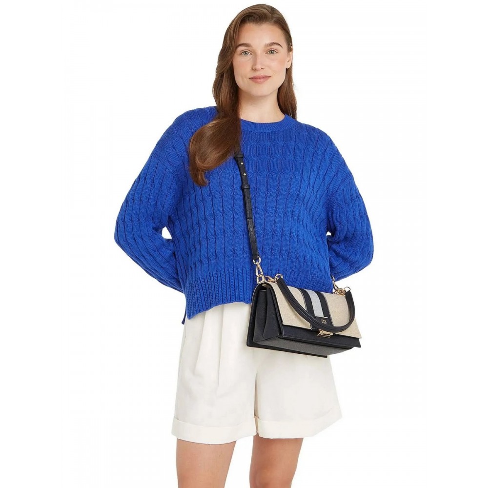 Γυναικεία Τσάντα Tommy Hilfiger Th Her Med Crossover Canvas Str AW0AW17404-DW6 Μπλε