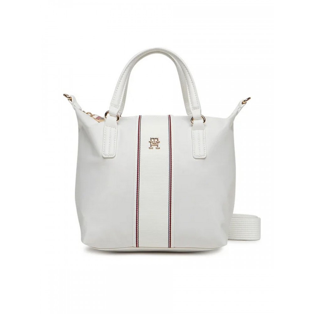 Γυναικεία Τσάντα Tommy Hilfiger Popy Small Tote Corp AW0AW17204-YBL Ασπρο
