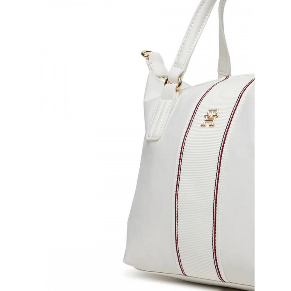 Γυναικεία Τσάντα Tommy Hilfiger Popy Small Tote Corp AW0AW17204-YBL Ασπρο