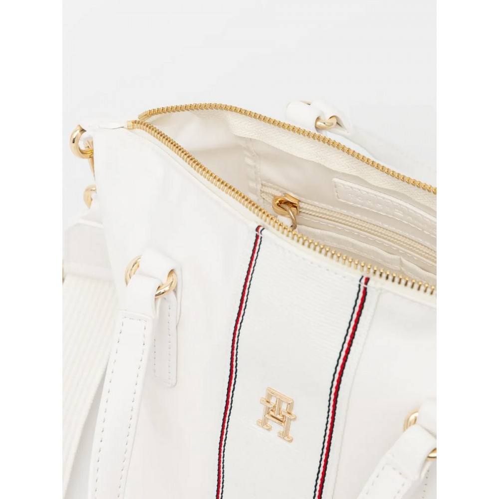Γυναικεία Τσάντα Tommy Hilfiger Popy Small Tote Corp AW0AW17204-YBL Ασπρο