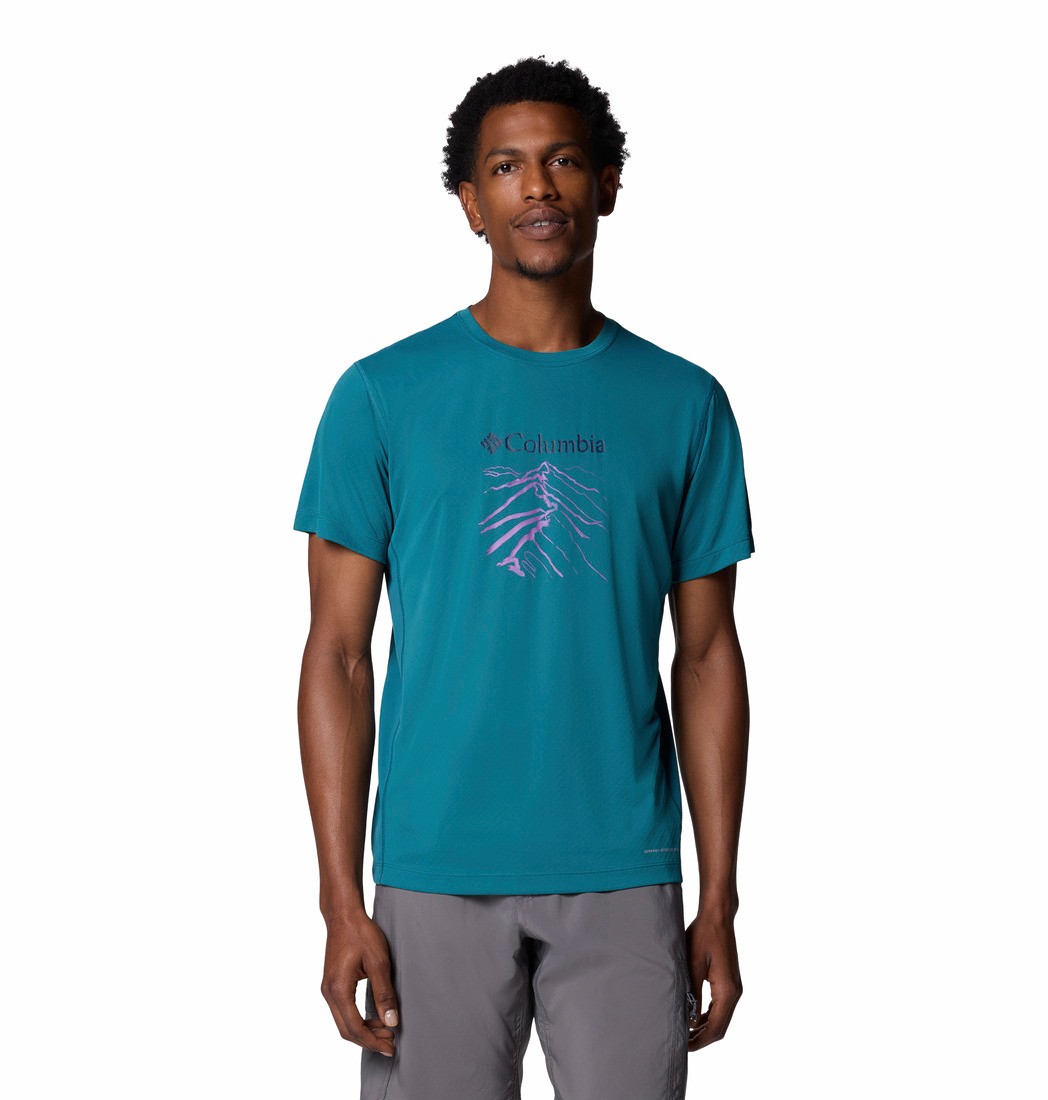 Ανδρική Μπλούζα Columbia Zero Rules™ Light SS Graphic Crew 2118541-364 Πετρόλ