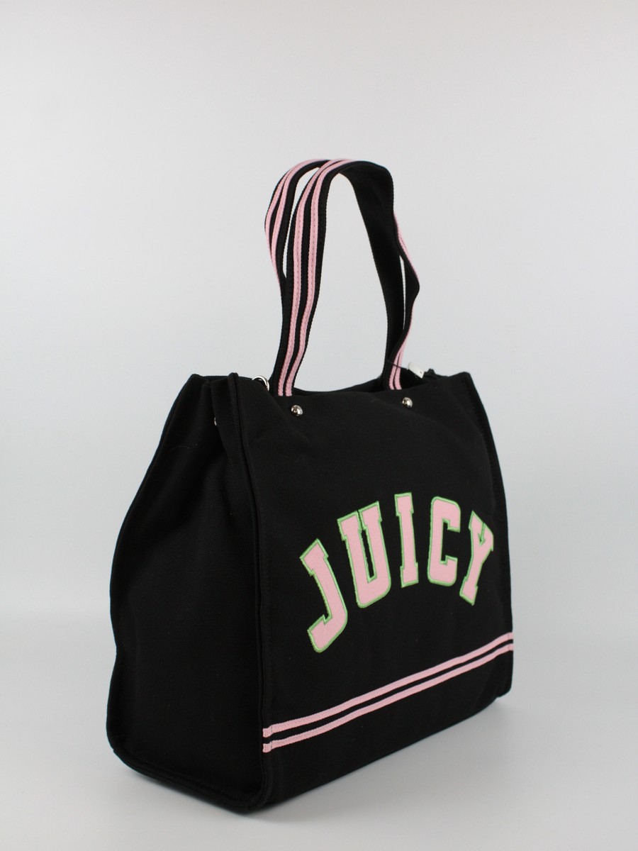 Women Bag Juicy Couture Iris Patch Canvas Large Shopping BEJIR7734WC2JBP Black
