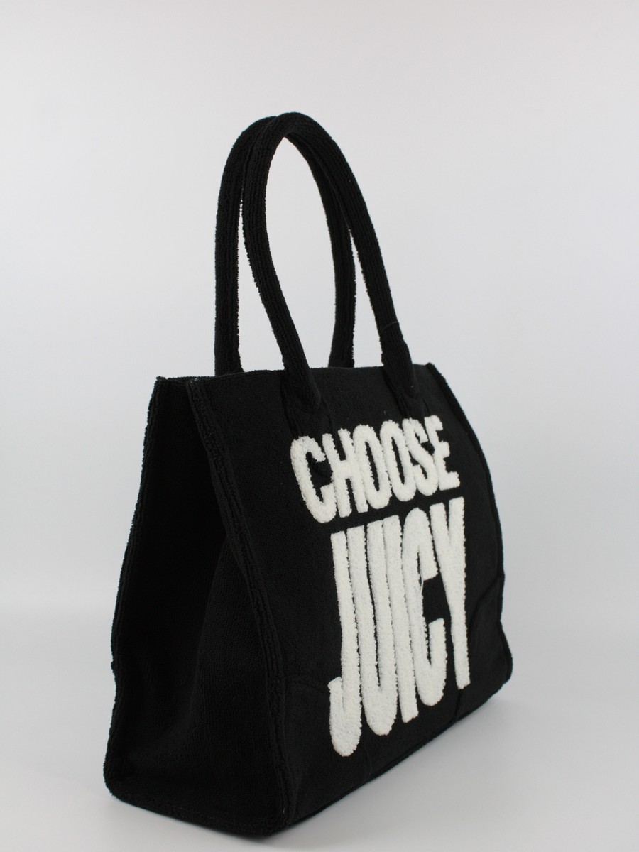 Women Bag Juicy Couture Iris Toweling Large Shopping BEJIR7814WPN000 Black