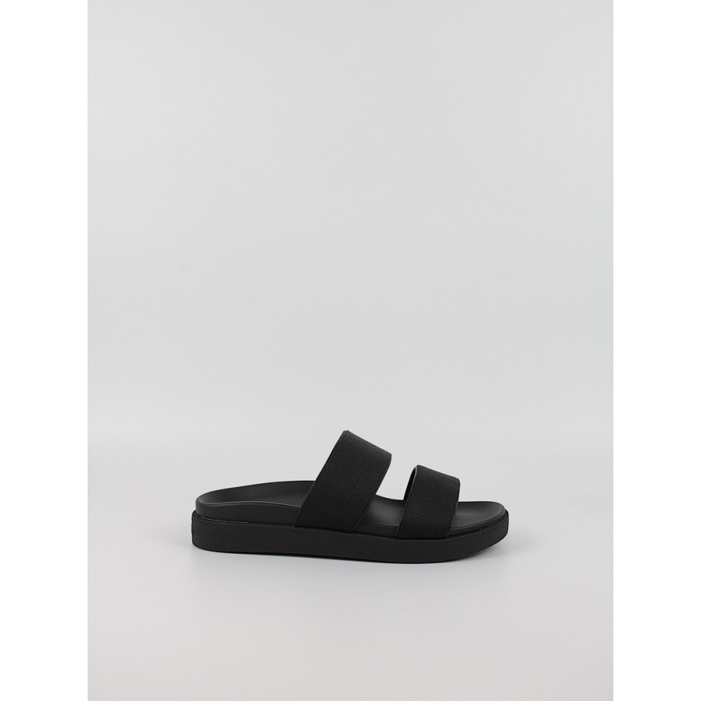 Γυναικεία Σαγιονάρα Calvin KLein Flat Slide Jacquard HW0HW02486-BEH Μαύρο