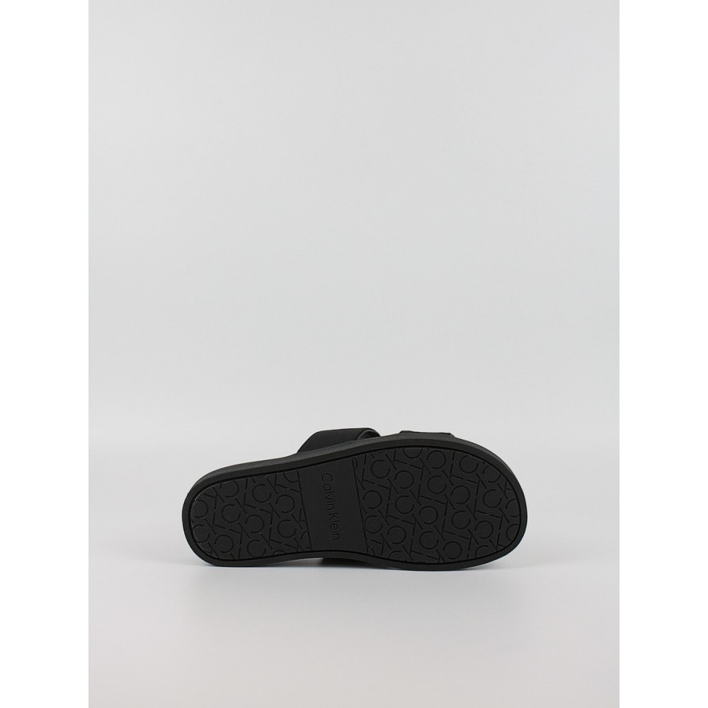 Γυναικεία Σαγιονάρα Calvin KLein Flat Slide Jacquard HW0HW02486-BEH Μαύρο