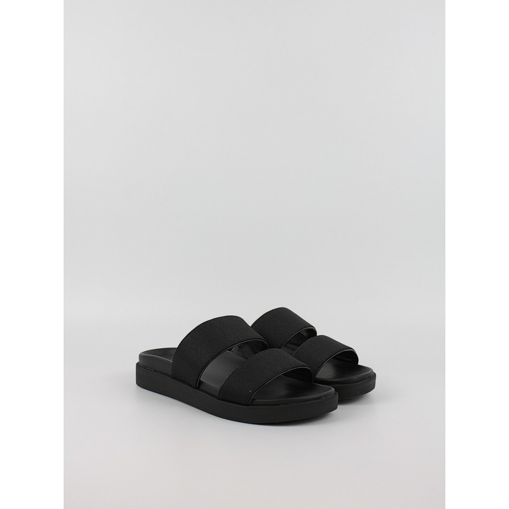 Γυναικεία Σαγιονάρα Calvin KLein Flat Slide Jacquard HW0HW02486-BEH Μαύρο