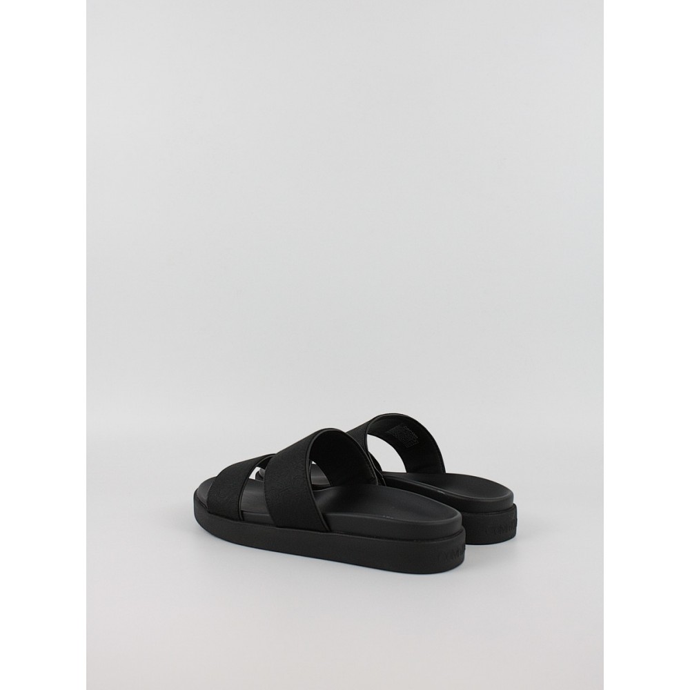 Γυναικεία Σαγιονάρα Calvin KLein Flat Slide Jacquard HW0HW02486-BEH Μαύρο