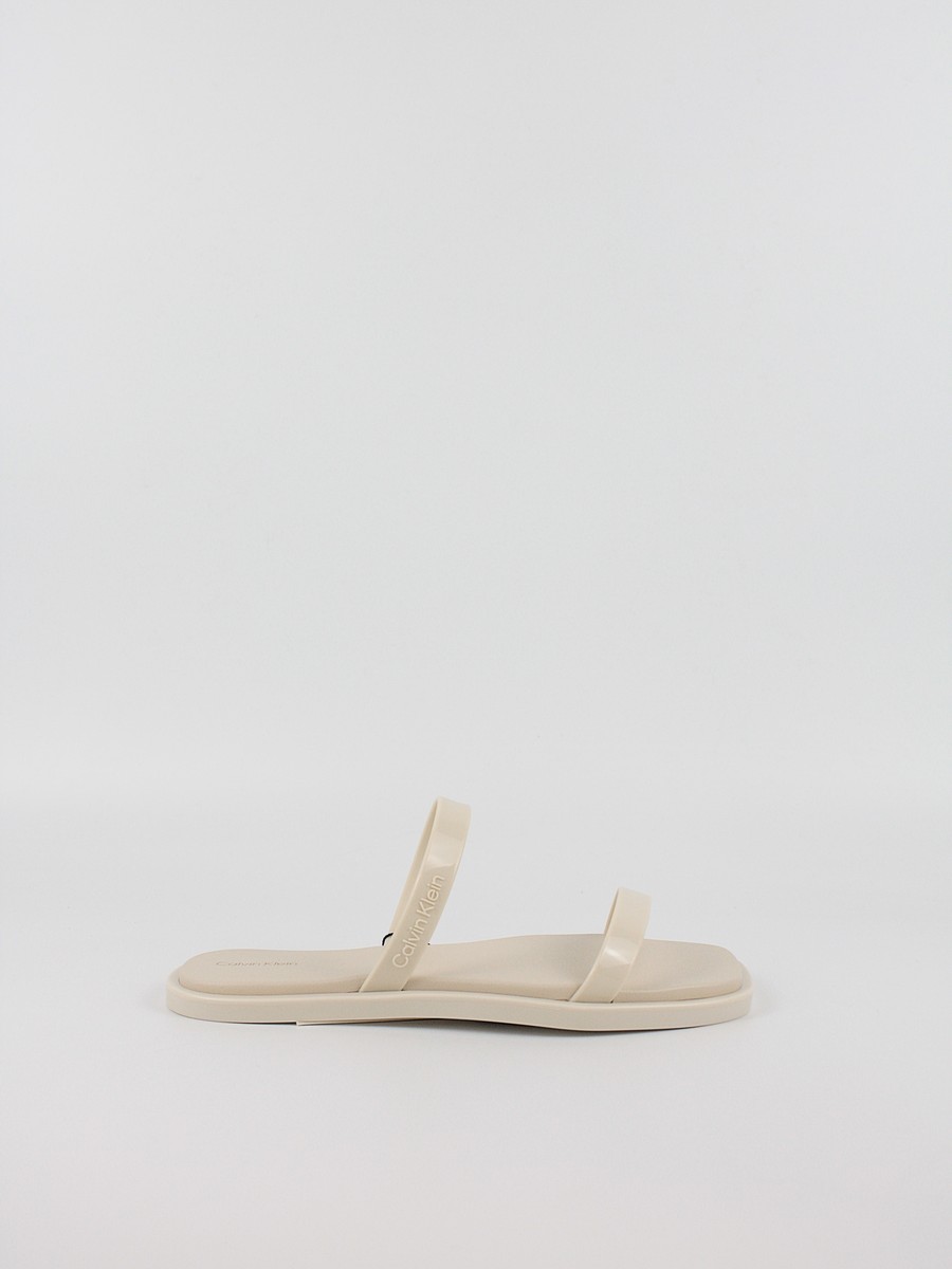 Women's Pool Slide Calvin KLein Double Bar Slide - Jelly HW0HW02417-AEO Turtle Dove