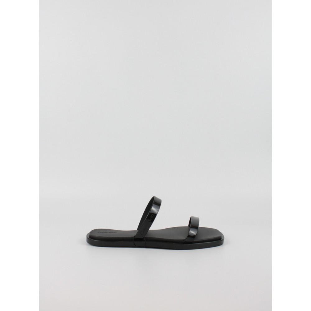 Women's Pool Slide Calvin KLein Double Bar Slide - Jelly HW0HW02417-BEH Black