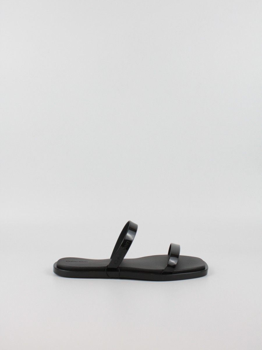 Women's Pool Slide Calvin KLein Double Bar Slide - Jelly HW0HW02417-BEH Black