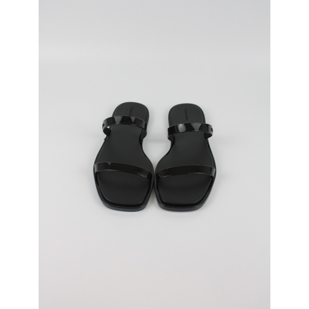 Women's Pool Slide Calvin KLein Double Bar Slide - Jelly HW0HW02417-BEH Black
