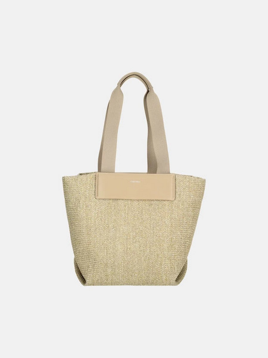 Γυναικεία Τσάντα Calvin Klein Ck Raffia Medium Shopper K60K613174-W75 Μπεζ