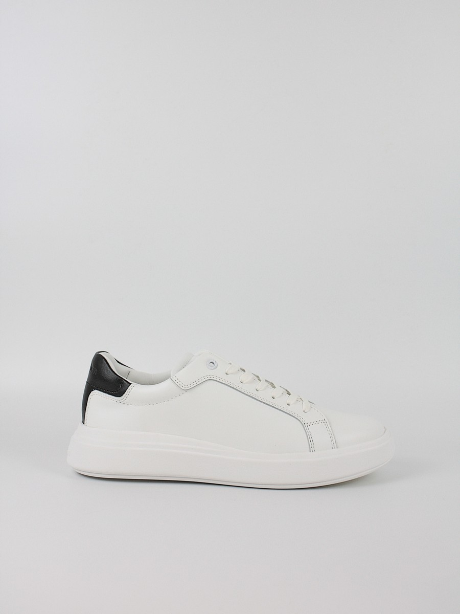 Men Sneaker Calvin KLein Low Top Lace Up Lth HM0HM01016-0Κ9 White