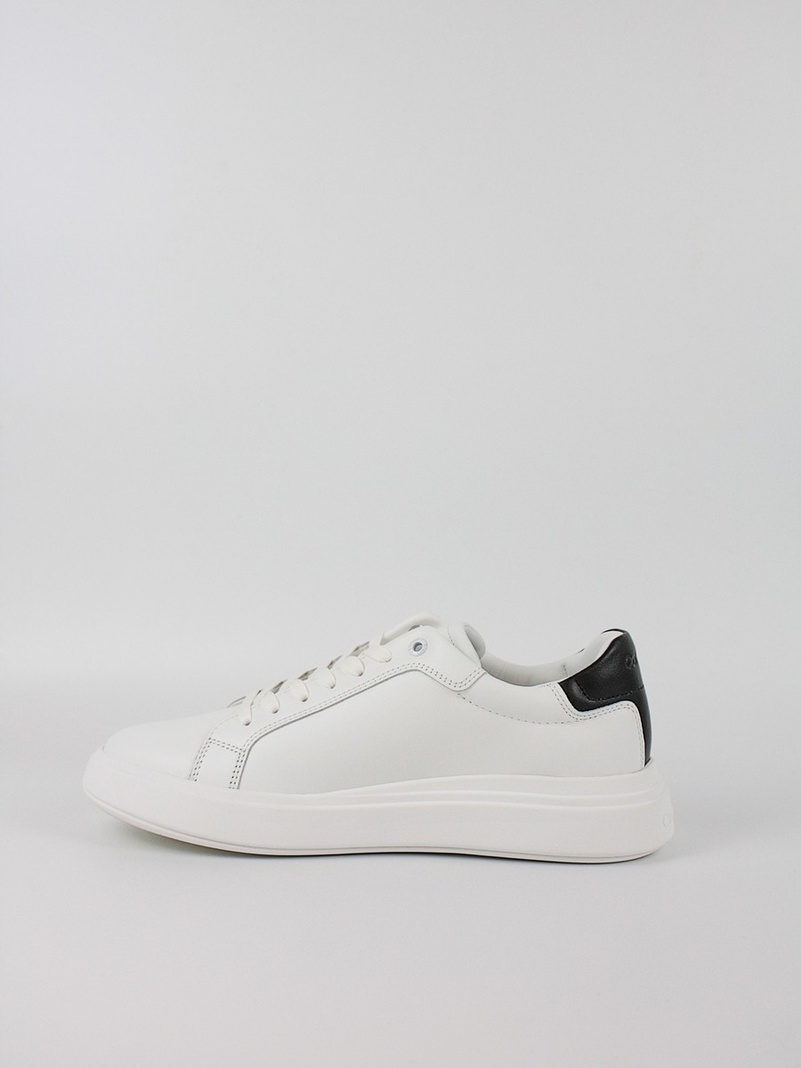 Men Sneaker Calvin KLein Low Top Lace Up Lth HM0HM01016-0Κ9 White