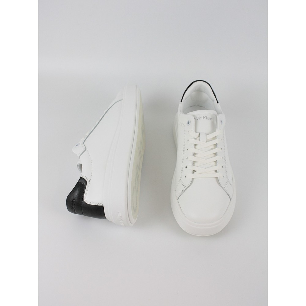 Men Sneaker Calvin KLein Low Top Lace Up Lth HM0HM01016-0Κ9 White