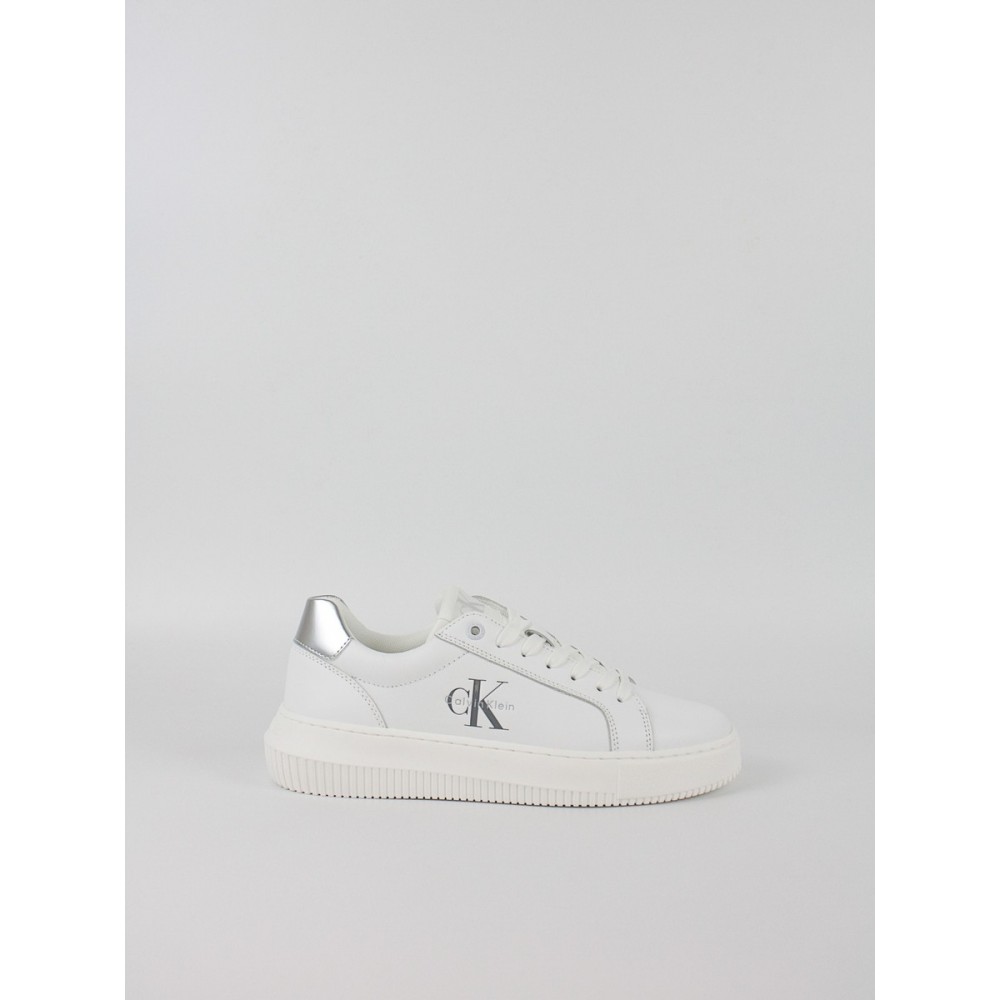 Women Sneaker Calvin KLein Chunky Cupsole Lth Silver YW0YW01876-02R White Women Sneaker Calvin KLein Chunky Cupsole Lth Silver YW0YW01876-02R White