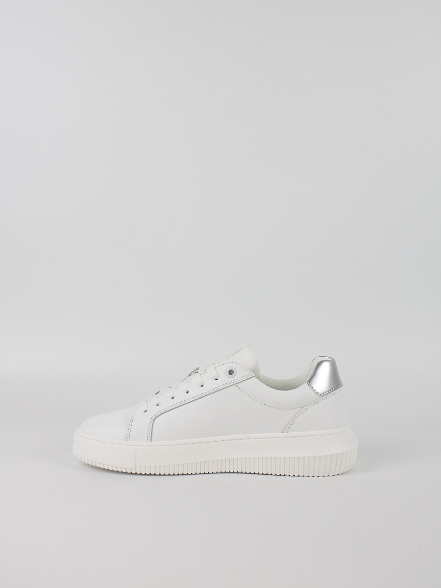 Women Sneaker Calvin KLein Chunky Cupsole Lth Silver YW0YW01876-02R White