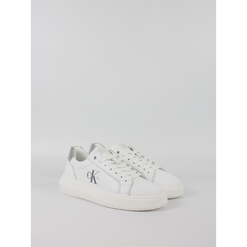 Women Sneaker Calvin KLein Chunky Cupsole Lth Silver YW0YW01876-02R White Women Sneaker Calvin KLein Chunky Cupsole Lth Silver YW0YW01876-02R White