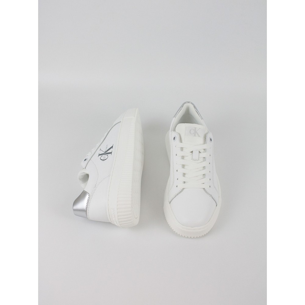 Women Sneaker Calvin KLein Chunky Cupsole Lth Silver YW0YW01876-02R White Women Sneaker Calvin KLein Chunky Cupsole Lth Silver YW0YW01876-02R White
