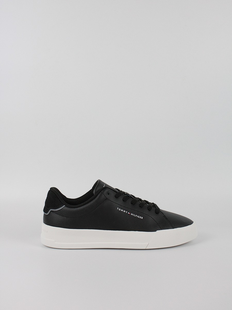 Men Sneaker Tommy Hilfiger Th Court Leather Detail Ess FM0FM05367-BDS Black
