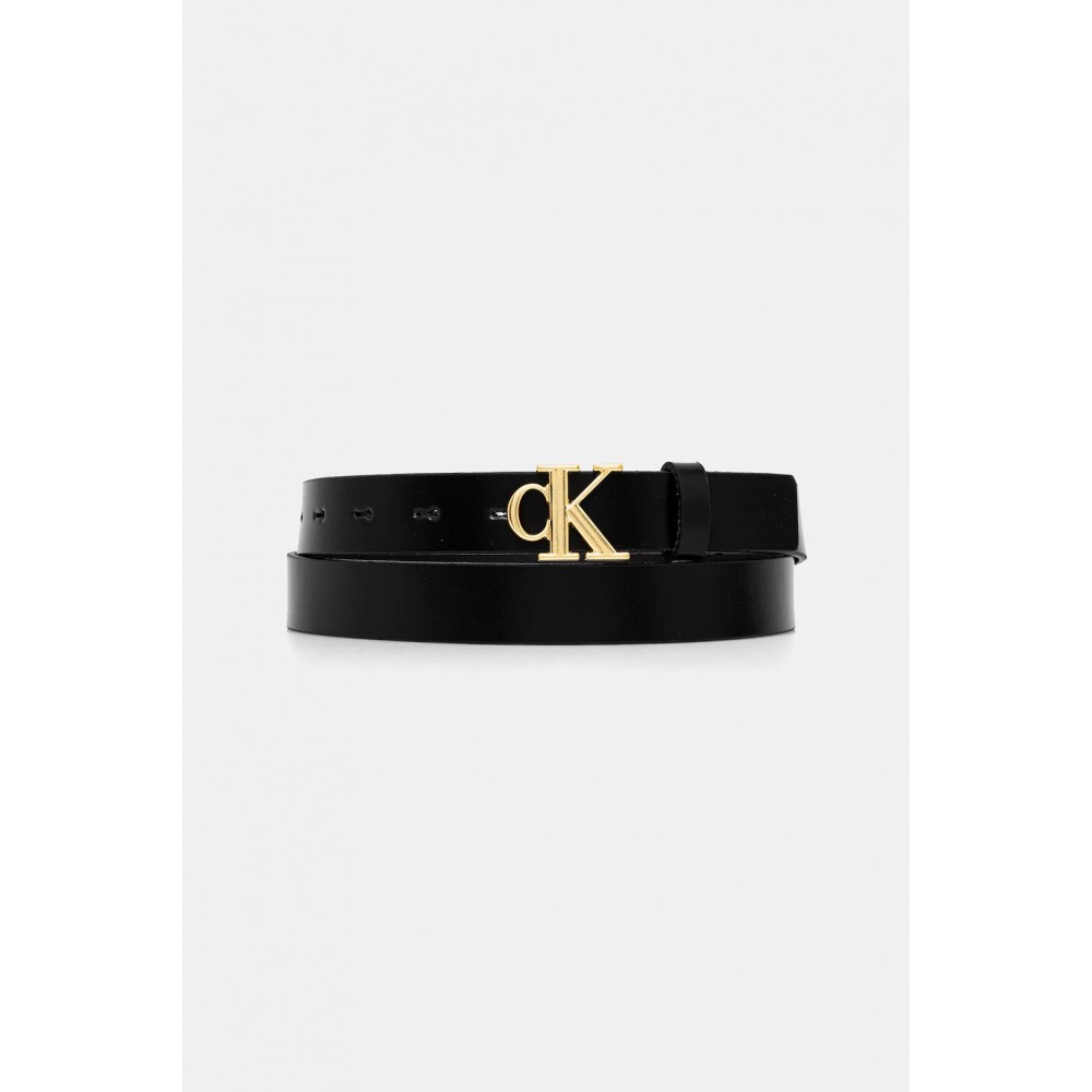Women Belt Calvin Klein Monogram Plaque Buckle 25mm LV04K7017G-UB1 Black