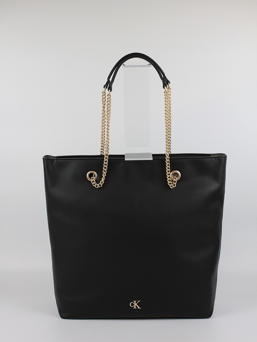 Women's Bag Calvin Klein Minimal Monogram Chain Tote LV04F3204G-UB1 Black