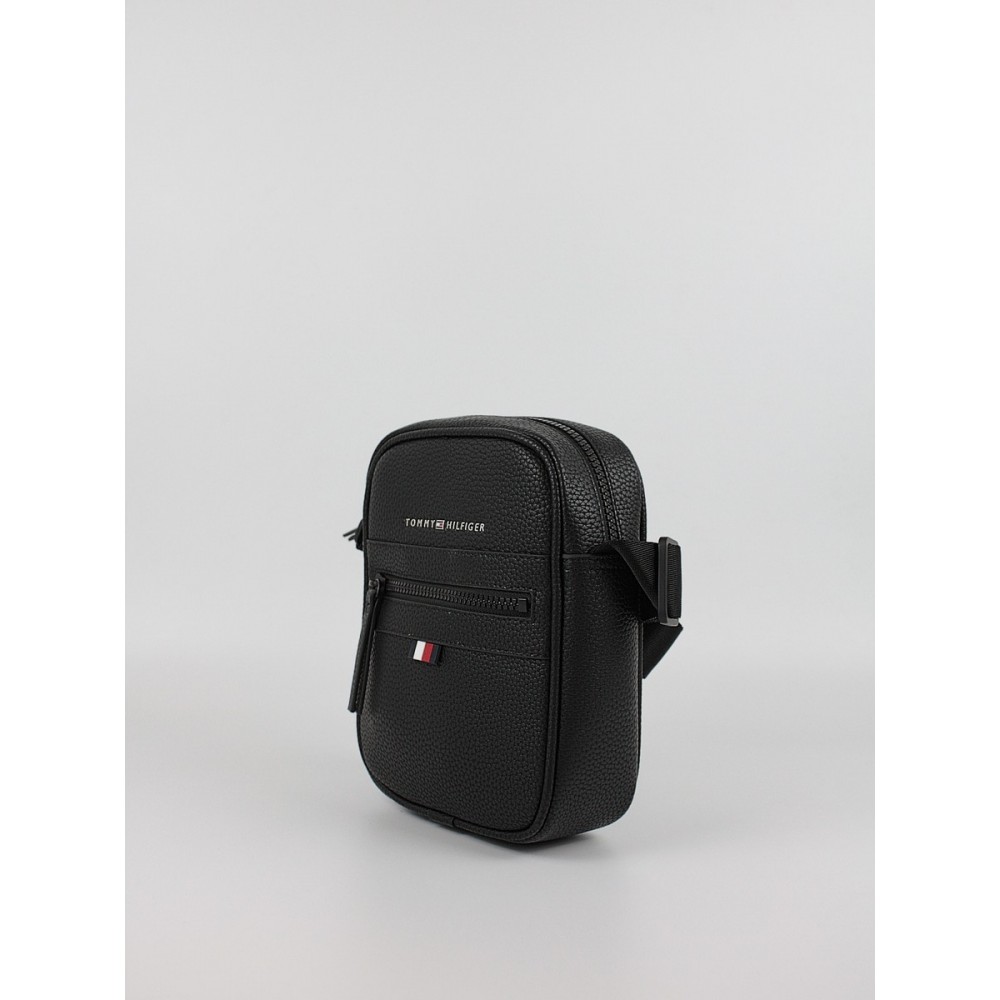 Men Backpack Monogram Tommy Hilfiger Essential Pu Mini Reporter AM0AM09504-BDS Black