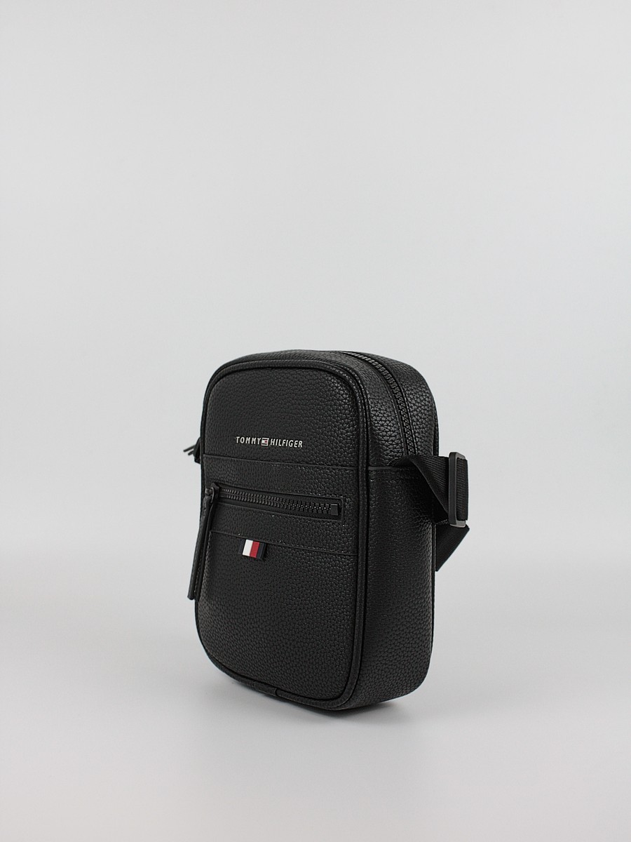 Men Backpack Monogram Tommy Hilfiger Essential Pu Mini Reporter AM0AM09504-BDS Black