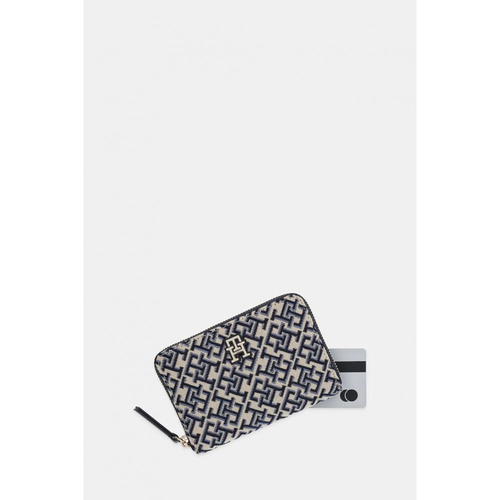 Γυναικείο Πορτοφόλι Tommy Hilfiger Th Jacquard Med Za AW0AW17479-DW6 Μπλε