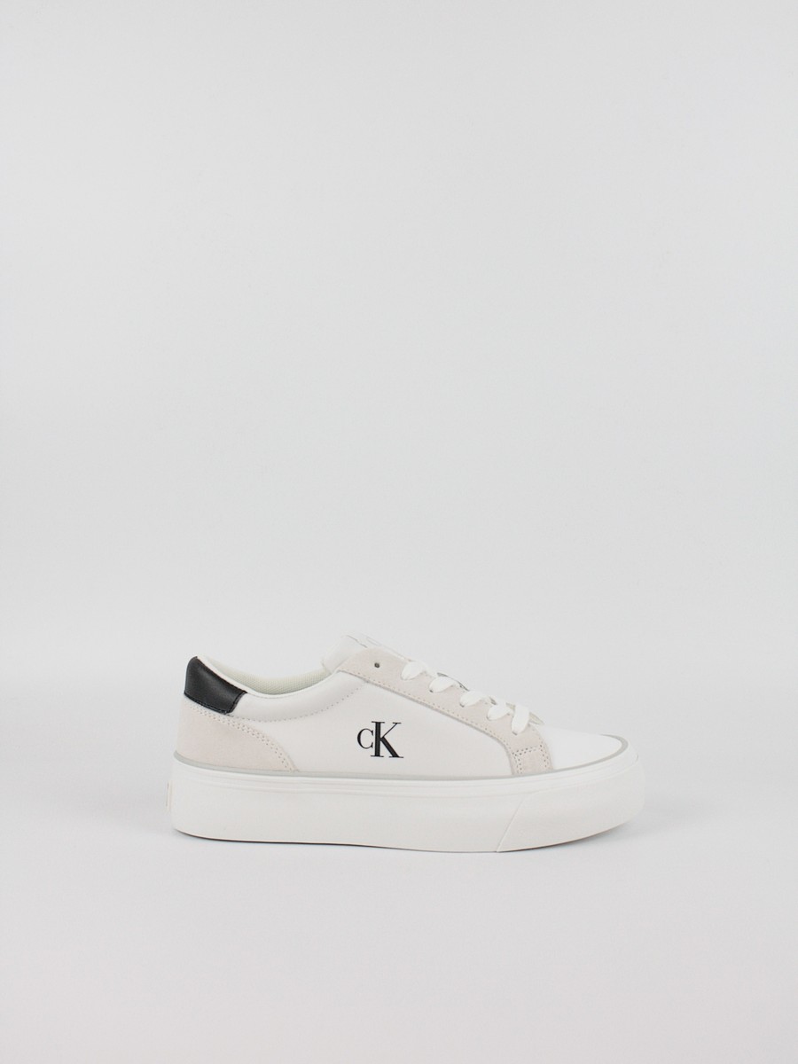 Γυναικεία Sneaker Calvin KLein Vulk Flatform Mg Nylon Mix YW0YW01896-01W Ασπρο