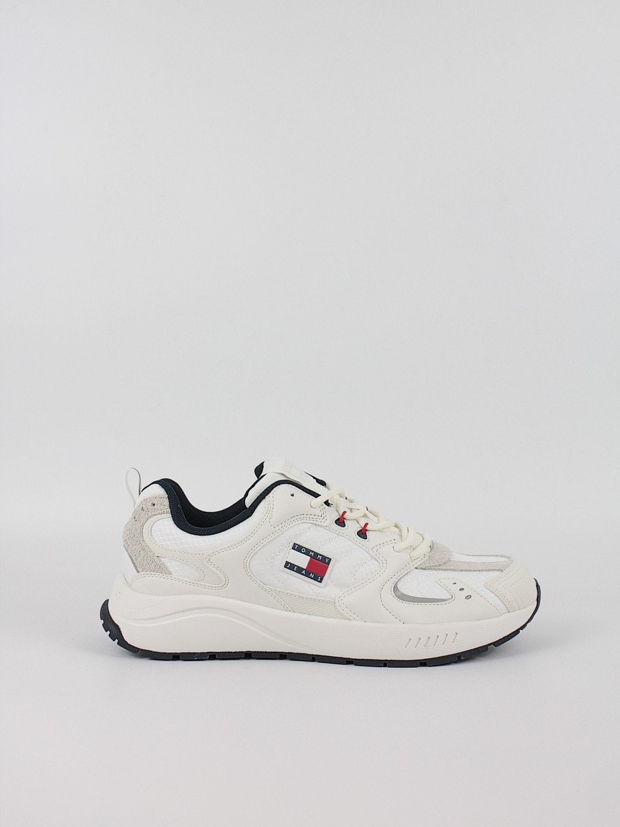 Ανδρικά Sneaker Tommy Hilfiger Tjm Runner Mix Material EM0EM01581-TCR Λευκό