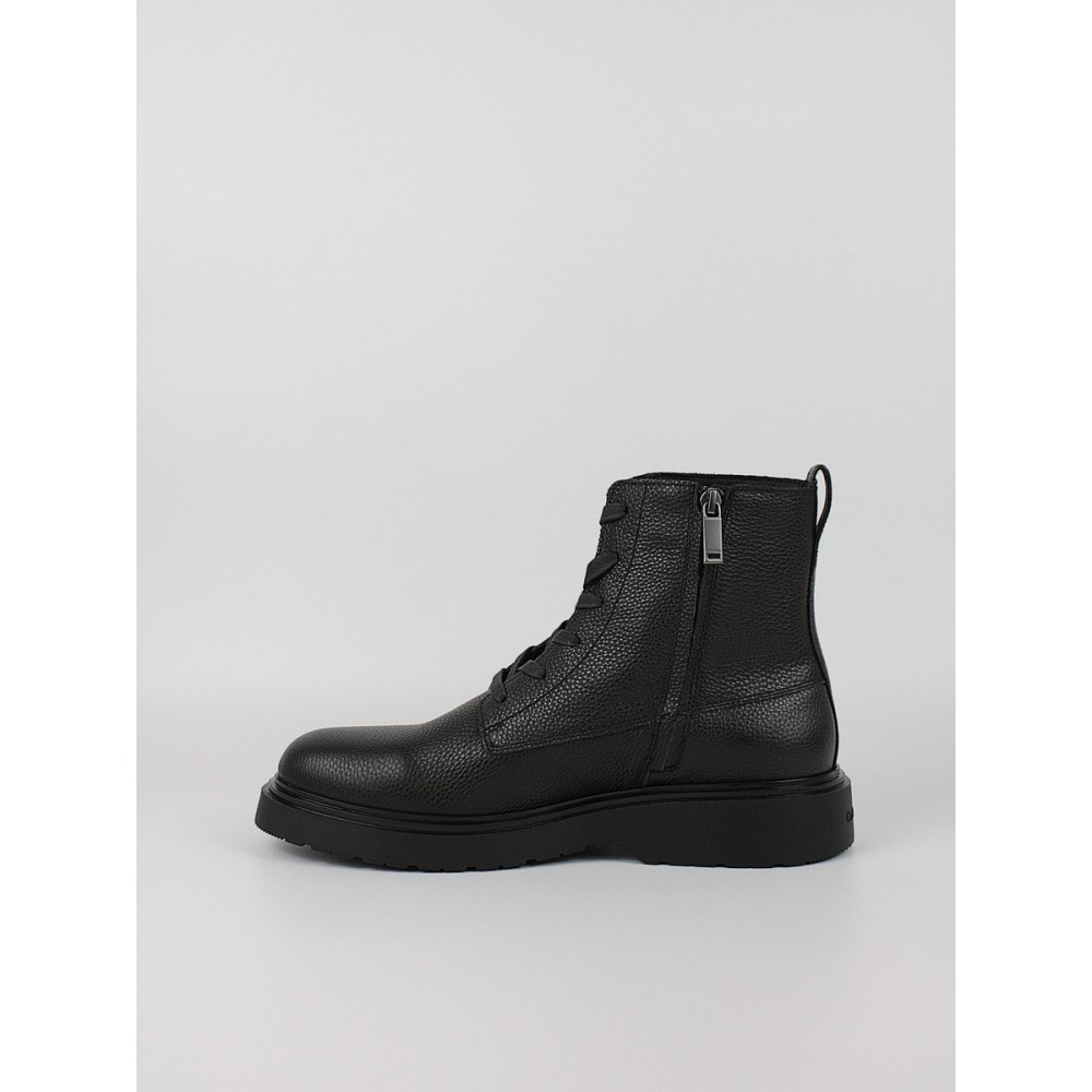 Ανδρικά Μποτάκι Calvin KLein Combat Ess Laceup Zip Boot Lth YM0YM01373-0GJ Μαύρο