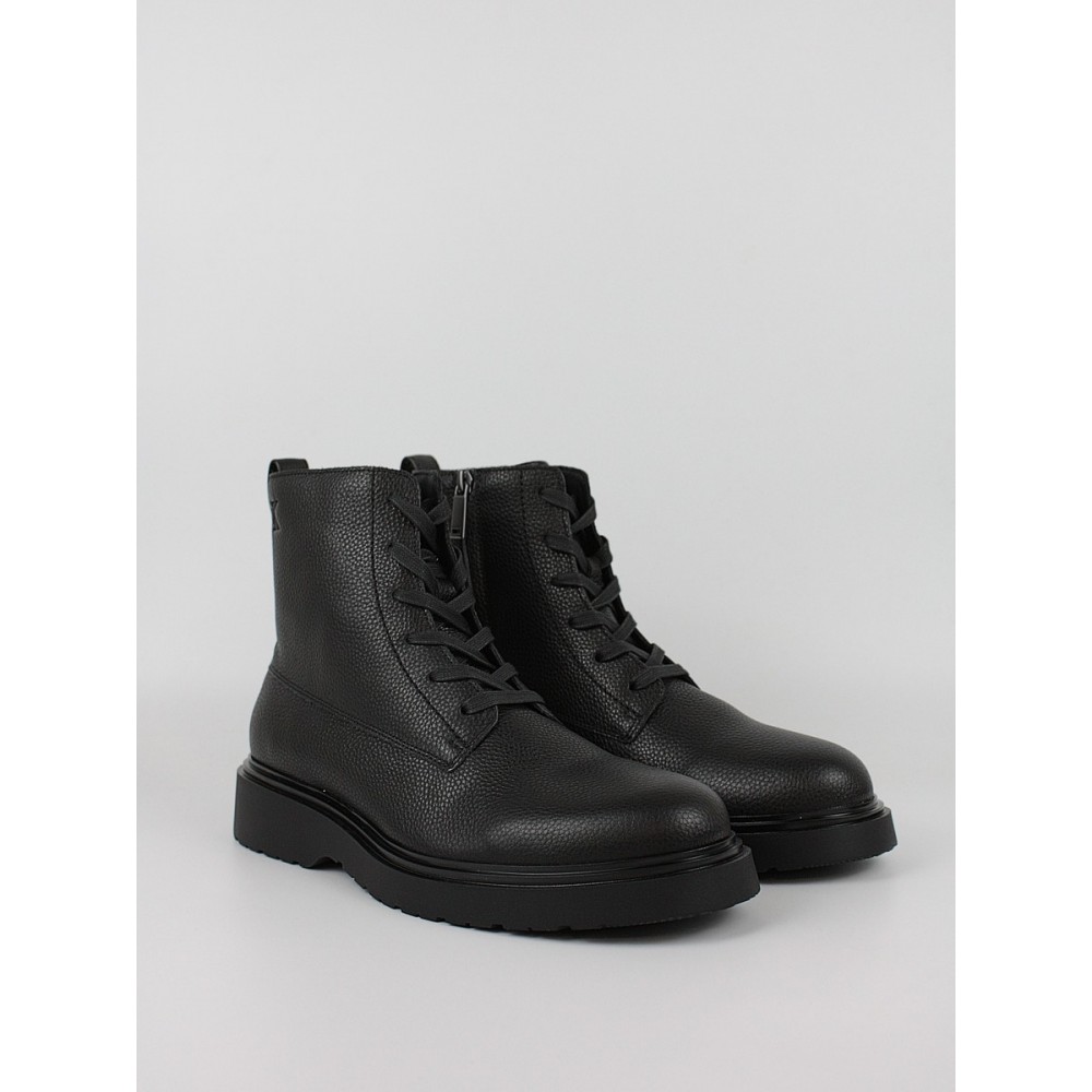 Ανδρικά Μποτάκι Calvin KLein Combat Ess Laceup Zip Boot Lth YM0YM01373-0GJ Μαύρο