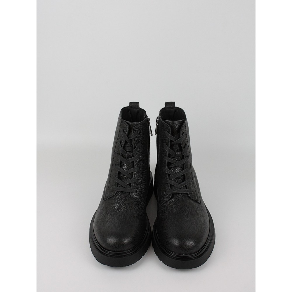 Ανδρικά Μποτάκι Calvin KLein Combat Ess Laceup Zip Boot Lth YM0YM01373-0GJ Μαύρο
